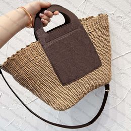 Designer Straw Tote Bag Handmade Woman Handbags Woven Beach Bag Luxury Handbag Fashion Summer Knitting Purse Basket Large Capacity Travel Bags