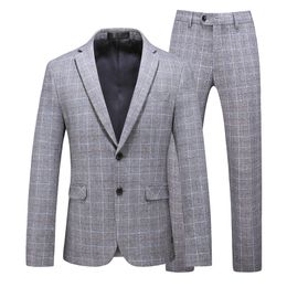 Men's Suits Blazers Men luxury Fashion plaid suits coatPants 2 Pieces Sets Men's stripe Casual Boutique Business party Wedding Groomsmen Suit S-6XL 230322