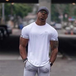 Men's T-Shirts 2022 new Shirt Men Short Sleeve Workout Gym T-Shirt Cotton Running Fitness Tops Streetwear Hip-Hop Sport Tees Clothing W0322