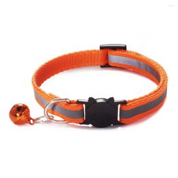 Dog Collars 1pc Reflective Cats Collar With Bell Pet Luminous Elastic Adjustable Lead Soft Material Supplies