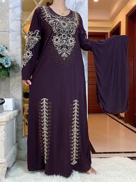 Ethnic Clothing Muslim Africa Middle East Abaya Women Kaftan Ice Silk FabricTraditional Embroidered Maxi Long Sleeve Dress Islamic Clothing 230322