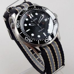 Wristwatches 41mm Automatic Men's Watch Miyota8215/NH35A/PT5000 Movement Sapphire Glass Black Dial Auto Date Nylon Strap Ceramic Bezel
