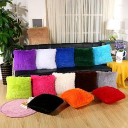 Pillow Soft Comfortable Fluffy Solid Plush Square Sofa Cover 43 43cm Throw Case Car Seat Chair Home Decor Supplies