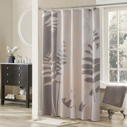 Shower Curtains Olivia Grey Flower Polyester Waterproof Taupe Fabric Leaves Printed Decorative Tan Floral Shower Curtain 230322