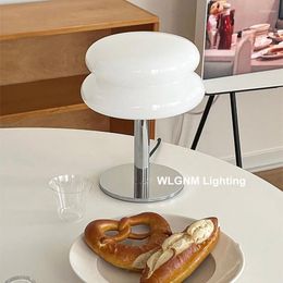 Table Lamps Macaron Glass Lamp Egg Tart Desk Light Bedroom Living Room Atmosphere Night Girl Bedside Decor