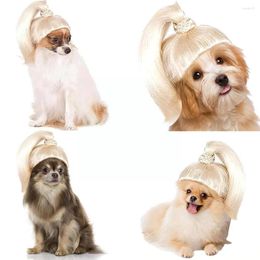 Cat Costumes Cute Pet Wigs Cosplay Props Wig Blonde Ponytail Headwear Transfiguration Dog Funny Costume Pog G6L3