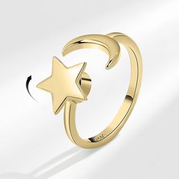 Star Rotating Ring Female Opening Can Be Rotated And Adjusted Star-moon Glow Index Finger Ring.