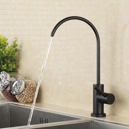 Kitchen Faucets Matte Black Stainless Steel Lead Free Beverage Faucet Drinking Water Filtration System 1/4-Inch Tube