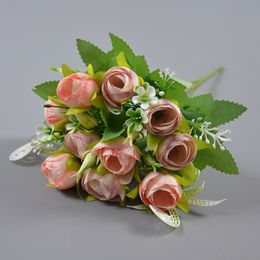 3pcs té de flores arificiales ramos de rosas