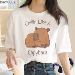 Men's T-Shirts Capybara clothes men streetwear casual funny aesthetic y2k top tees t shirt manga W0322