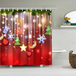 Shower Curtains Merry Christmas Shower Curtain Christmas Tree Bathroom Curtain Polyester Fabric Waterproof Bath Screen Rideau Douche 180x200cm 230322