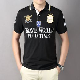 Embroidered Polos Shirt Multi Colour Short Sleeve Men's Cotton T-shirt Sports Black Watch Team Blue Red White Stripes S-5XL