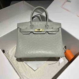 Birkinbag Handbags Bags Designer h Advanced Feeling Glacier Grey Ostrich Leather 3025mini Small Portable Togo Litchi Pattern1KB3 Have frj