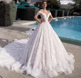 Luxury Ball Gown Wedding Dress 2023 Vestido De Noiva Off the Shoulder Beaded Flowers Tassel Pageant Beading Bridal Gowns Custom Made