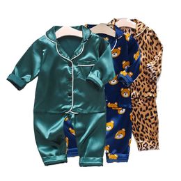 Clothing Sets Children Pyjamas Set Baby Suit Kids Clothes Toddler Boys Girls Ice Silk Satin Tops Shirts Pants Home Pyjama 230322