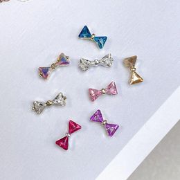 Nail Art Decorations 5Pcs Zircon Metal Charms Luxury Bow-Knot Butterfly 3D Gold Silver Alloy Crystal Rhinestones Glitter For Nails Decor