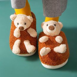 Pantofole invernali pelose calde da donna in peluche scarpe da casa antiscivolo da pavimento per interni signore simpatici cursori a forma di cartone animato