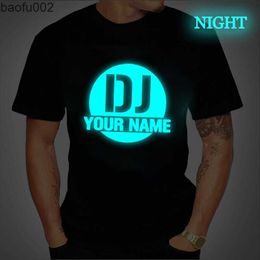 Men's T-Shirts DJ Print t-shirts Custom T Shirt Mens Womens Tops Tees Shirts DJ Your Name Diy Names T Shirt Funny Shirt Luminous Tees tops W0322