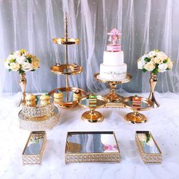 Bakeware Tools 8pcs-13pcs Mirror Wedding Decoration 3 Tier Cupcake Display Gold Metal Cake Stand