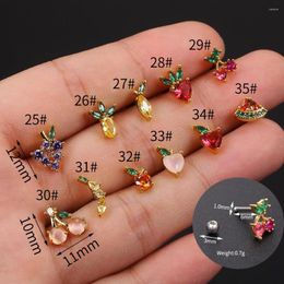Stud Earrings 2023 Trendy Cute Fruit Cartilage Piercing Ear Bone For Women CZ Small Conch Rook Lobe Screw Back Jewelry