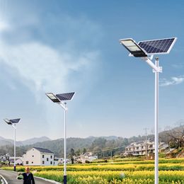 Solar Street Lights Outdoor Lights 200W LED Solars Powerd Dusk To Dawn Bright Easy Instale Flood Light Light Backyard Garden Ruas comerciais de estacionamento Crestech168