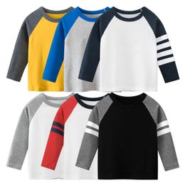 Kids Shirts Solid Colour Blank Shirt Boys Kid Children s Clothing 2023 Autumn Clothes Pachwork Long Sleeve T shirt for Girls Cotton Tops Tees 230323