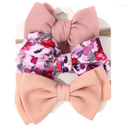 Hair Accessories 3Pcs/Set Solid Double Layers Elastic Nylon Bands For Baby Girls Flower Leopard Print Headband Waffle Puff Bow Headwrap