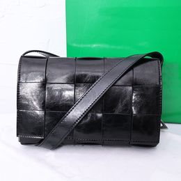 Weave Plaid Crossbody Bag Shoulder Messenger Handbags Women Handbag Purse Oil Waxed Calfskin Flip Wallet Clutch Tote Bags Long Strap