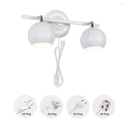 Wall Lamp NUNU 2-Head Circle Adjustable Metal Background With White Button Switch Plug-in Cord Light Fixture Bulb Not Included