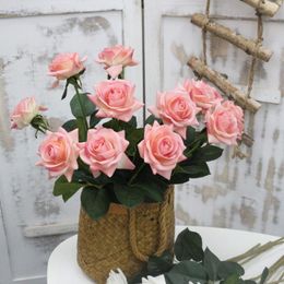 Decorative Flowers & Wreaths Est Artificial Real Touch Hand Feel Rose Latex For Valentine's Day Preparation Wedding Decoration Home Deco