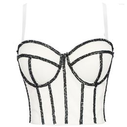 Women's Tanks Black And White Spice Girl Strap Top Short Camisole Tube Night Club Party Cropped Vest Women Wedding Bralette Plus Size