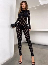 Women's Jumpsuits InGrily Summer Sexy Women 2023 Fashionable Casual Hollow Out Hole Overall Basic Zipper V-Neck Activity Female Wear