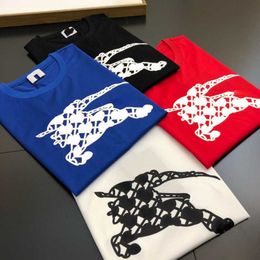 High version war horse print T shirt short sleeve top designer Tshirt men women loose sweatshirt cotton pullover tee plus size clothing