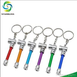 Smoking Pipes Mini-metal aluminium small cigarette holder key buckle pipe