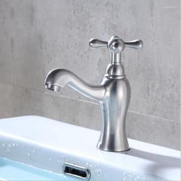 Bathroom Sink Faucets G1/2 304 Stainless Steel Basin Faucet Single Cold Wash Lavabo Counter Tap Kitchen Hole Bibcock