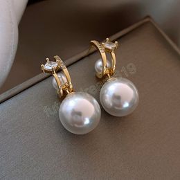 Light Luxury Elegant Rhinestone Imitation Pearl Dangle Earrings For Women Fashion Crystal Jewellery Gifts
