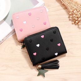 Wallets 1PC Women Small Wallet Ladies Mini Tassel Wallet Cute Girl Short Zipper Lovely Pu Leather Coin Purse Female Hand Wallet Purse Z0323