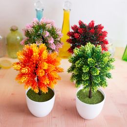 Decorative Flowers 7x26cm 51Heads Small Pine Tree Grass Ball Potted Bonsai Home Garden Bedroom Balcony Desktop Ornament Artificial Plants