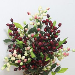 Decorative Flowers Artificial Berry Long Branch Fake Plant Christmas Foam Fruit Tree Table Decoration Home Wedding Garden Party DIY