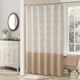 Shower Curtains Odisha Farmhouse Tan Classic Polyester Waterproof Fabric Vintage Printed Decorative Cream Shower Curtain 230323