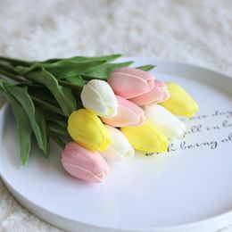 Decorative Flowers & Wreaths Nordic Style Tulip Simulation Flower High-End Fake Mini Home Furnishing Decoration Design Floral ArrangementDec