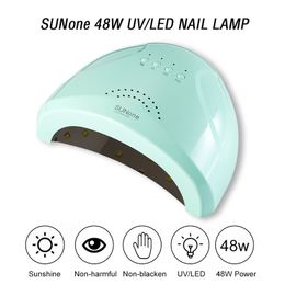 Nail Dryers SUNone 48W UV LED Lamp for Nails Professional Gel Polish Drying Lamp With 4 Gear Timer Protable Smart Nail Dryer Nail Tools 230323