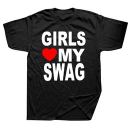 Mens Polos GIRLS LOVE MY SWAG Funny Vintage Cotton Summer Mens Novelty Streetwear TShirt Women Casual Streetwear EU Size Top Tee 230323