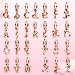 New 925 Sterling Silver Charm 26 Letter Pendant CZ Charm Fit Original Pandora Women Bracelet Fashion Jewelry Love Gift