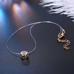 Pendant Necklaces 1 Pcs Fashion Alloy Contain Invisible Stone Necklace Gold Metal Color Transparent Clavicular Chain Necklace For Women N18T2 Z0321