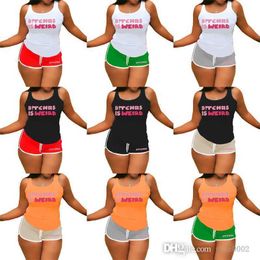 Retail Fashion Summer Outfits Women Tracksuits Letter Printed Tank Top and Shorts 2 Piece Set Sports Yoga Pants Suit