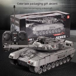 Electric RC Car Remote Control Tank Toy Children Simulated Four way Armoured Vehicle Boys 3 8 Years Old Rechargeable Electric Military Model 230323