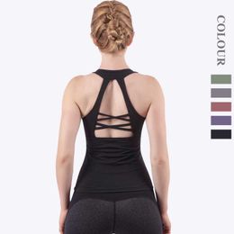 Camisoles Tanks New Sport Baless Tank Women Sleevless Workout Fitness Gym Qui Dry Running Jogger V Yaga Padded Tops Camisole Plus Size Z0322