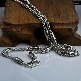 Chains 925 Sterling Silver Colour Six-word Mantra Necklaces For Men Women Thai Men's Fashion Jewellery Birthday Gifts