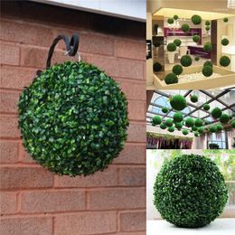 Decorative Flowers ! 18cm Artificial Plant Ball Tree Boxwood Wedding Event Home Outdoor Fake Flower Grass